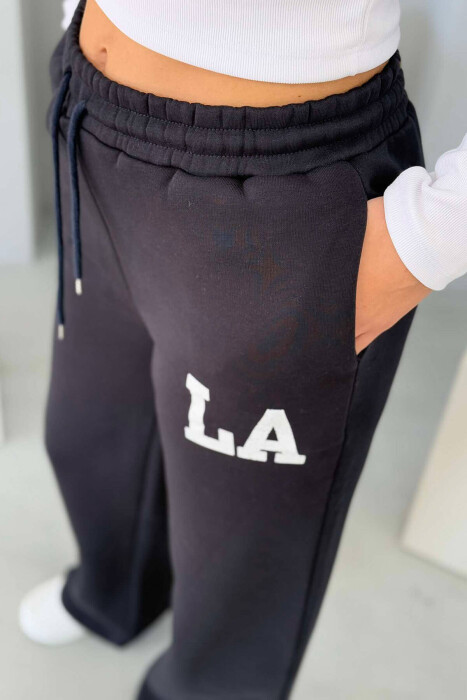 LA LOGO FLUFFY WOMEN SWEATPANTS DARK BLUE/BEE - 4