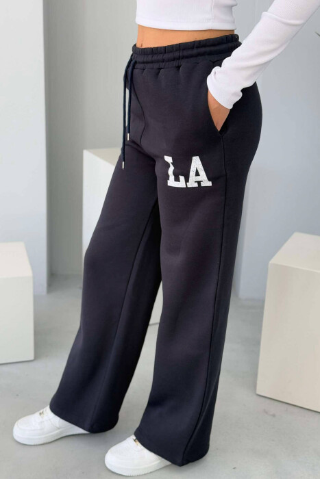 LA LOGO FLUFFY WOMEN SWEATPANTS DARK BLUE/BEE - 5