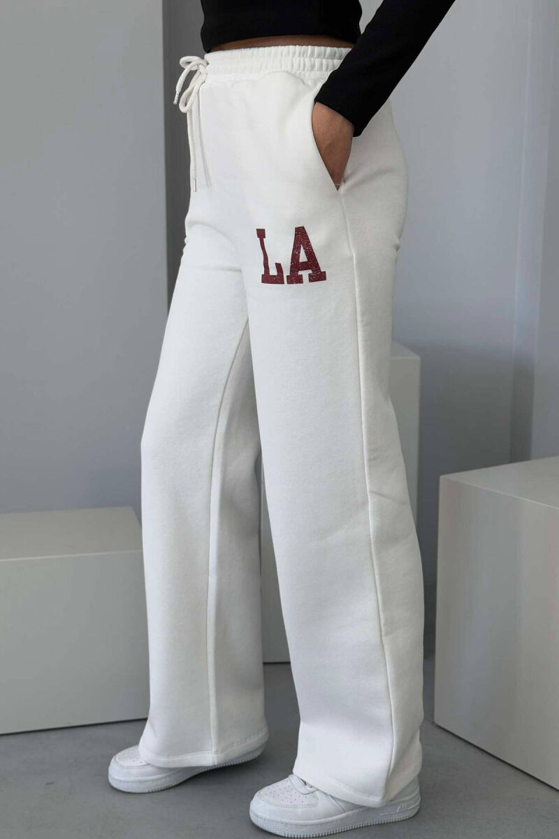 LA LOGO FLUFFY WOMEN SWEATPANTS WHITE-E BARDHE - 6