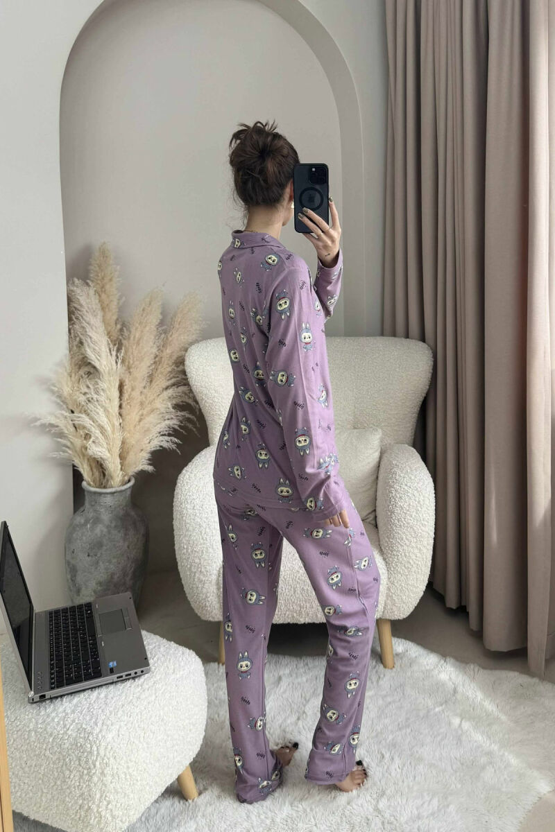 LABUBU DESIGN SHIRT+TROUSERS WOMEN PYJAMAS PURPLE/LEJLA - 2