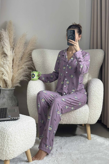 LABUBU DESIGN SHIRT+TROUSERS WOMEN PYJAMAS PURPLE/LEJLA - 3