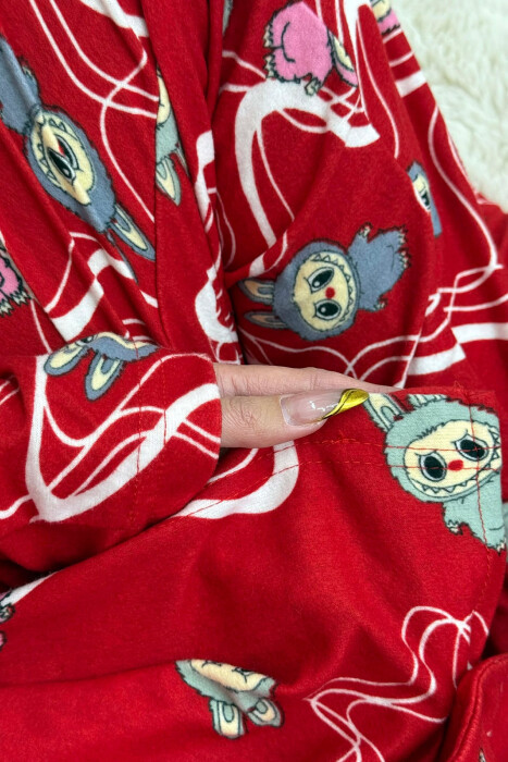 LABUBU DESIGN SHIRT+TROUSERS WOMEN PYJAMAS RED/E KUQE - 4