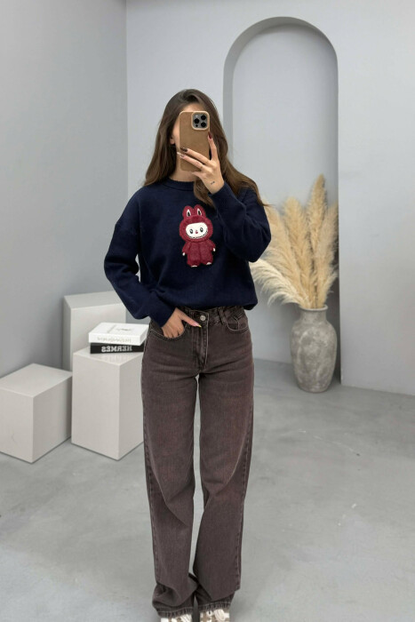 LABUBU FRONT IMAGE WOMEN SWEATER BLUE/BLU 