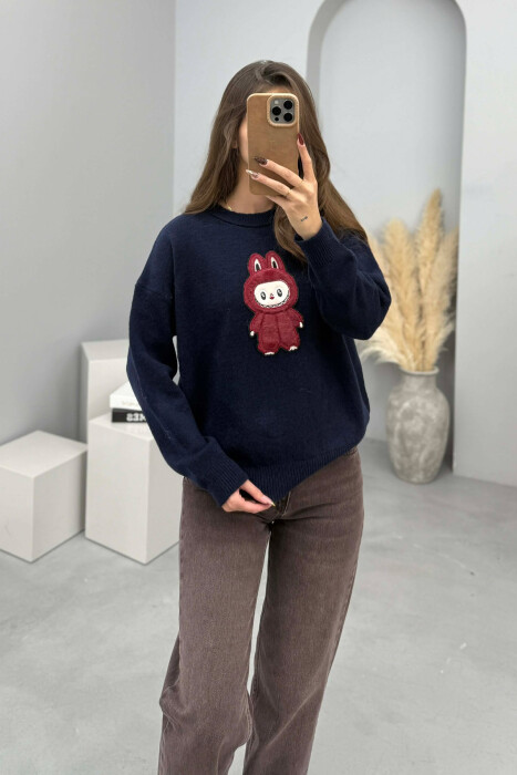 LABUBU FRONT IMAGE WOMEN SWEATER BLUE/BLU - 4