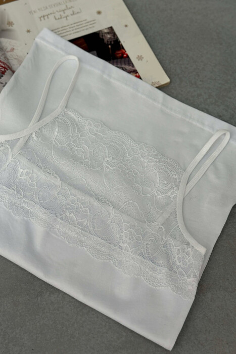 LACE DETAIL ONE COLOR WOMEN SINGET WHITE-E BARDHE - 2