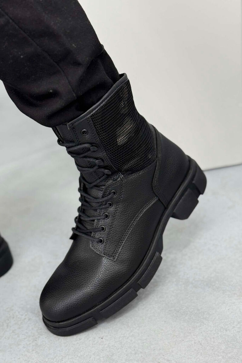 LACE-UP ONE COLOR MEN BOOTS BLACK/ E ZEZE - 2