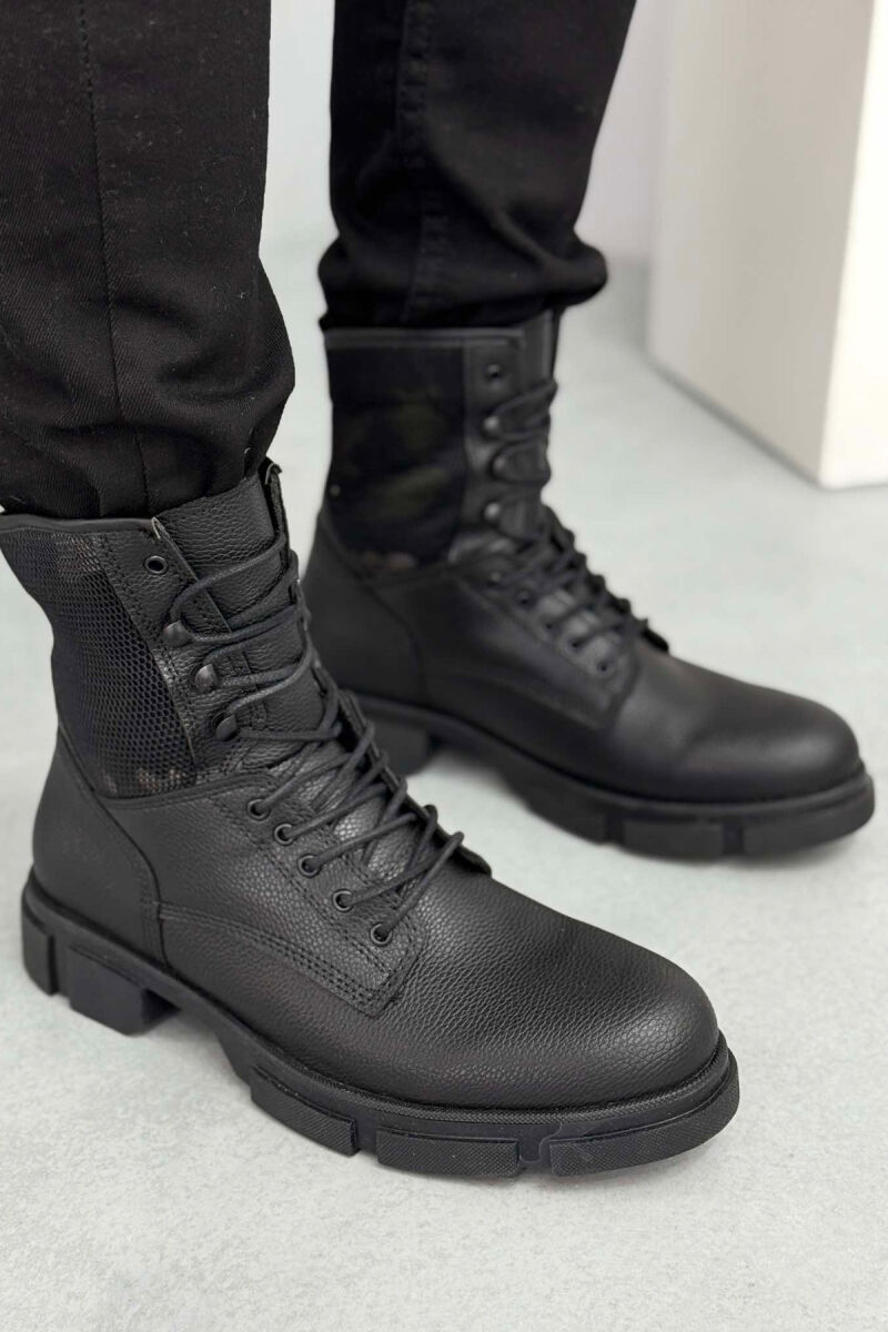 LACE-UP ONE COLOR MEN BOOTS BLACK/ E ZEZE - 3