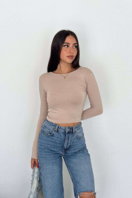 LACING BACK DESIGN WOMEN CROP BEIGE/BEZHE 