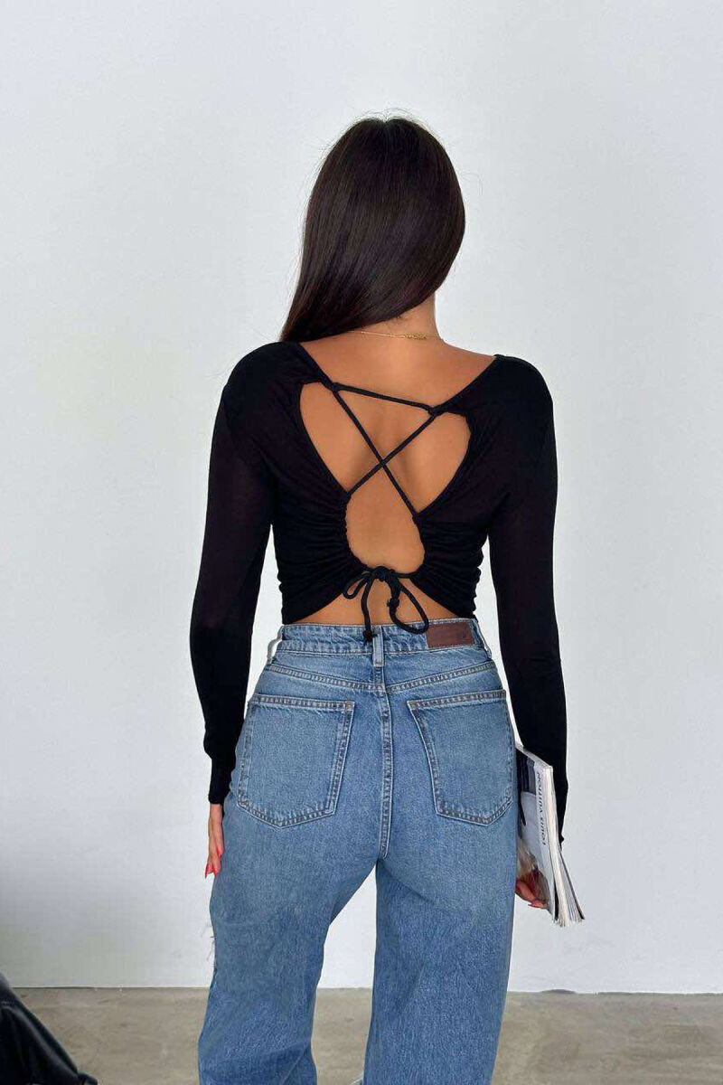 LACING BACK DESIGN WOMEN CROP BLACK/ E ZEZE - 2