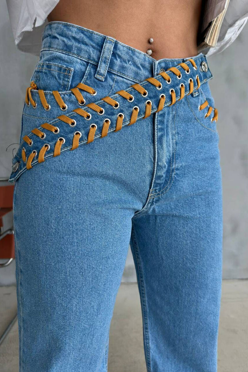 LACING BELT DETAILS ONE COLOR WOMEN JEANS LIGHTBLUE/BZ - 3