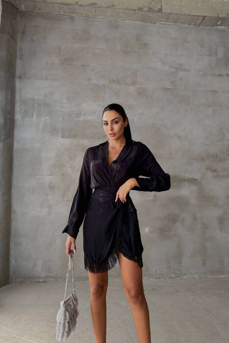 LACING BELT ONE COLOR WOMEN DRESS BLACK/ E ZEZE 