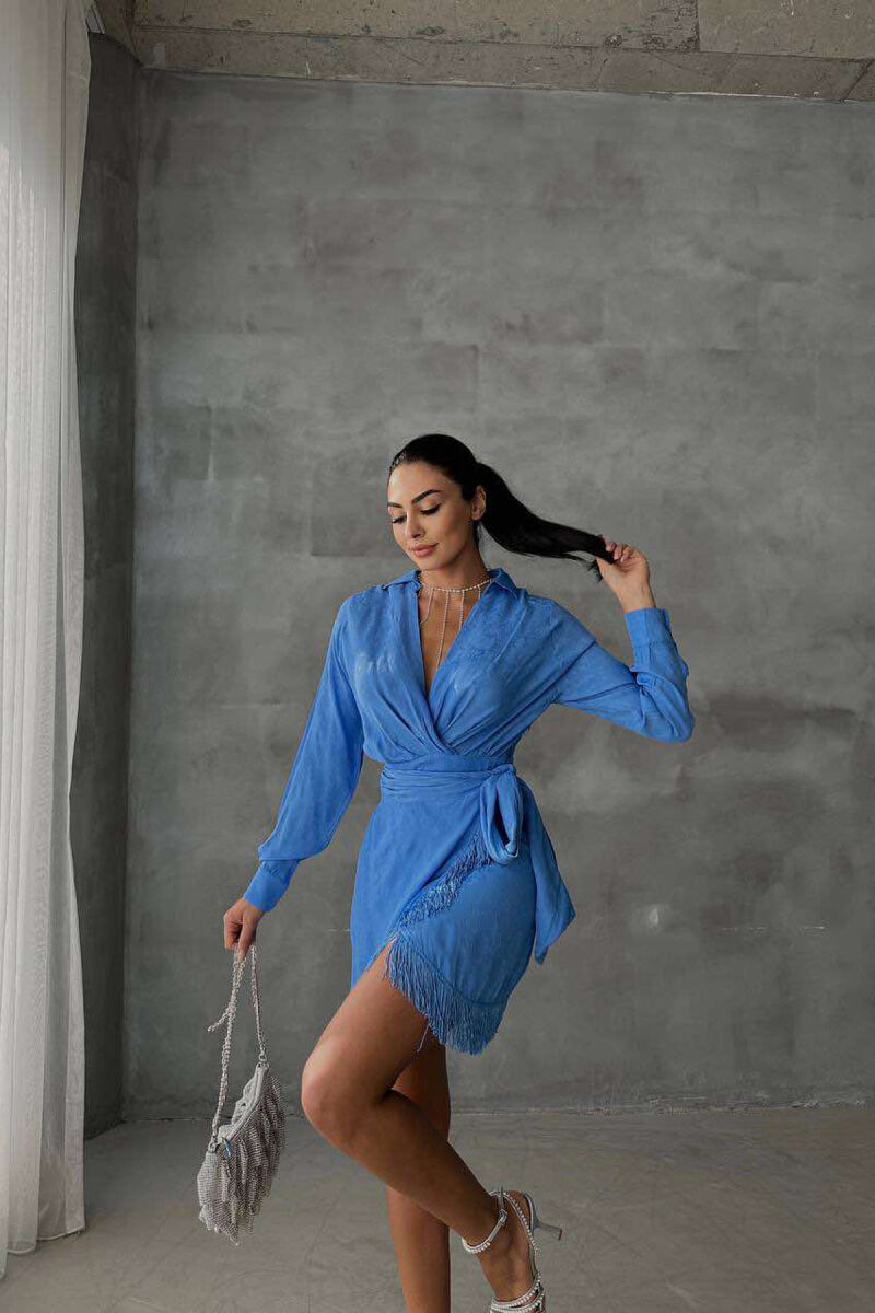 LACING BELT ONE COLOR WOMEN DRESS BLUE/BLU - 3