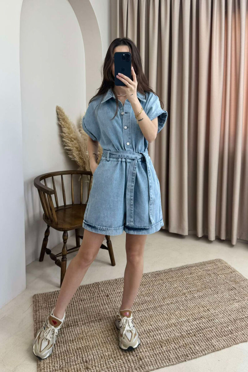 LACING BUTTONS DENIM WOMEN JUMPSUIT LIGHTBLUE/BZ - 4