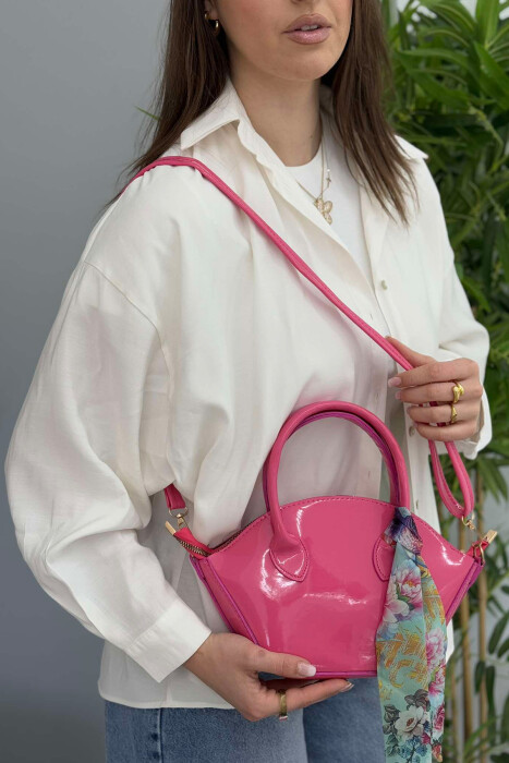 LACING DETAIL LEATHER WOMEN BAG FUCHSIA/CIKLAMI - 2