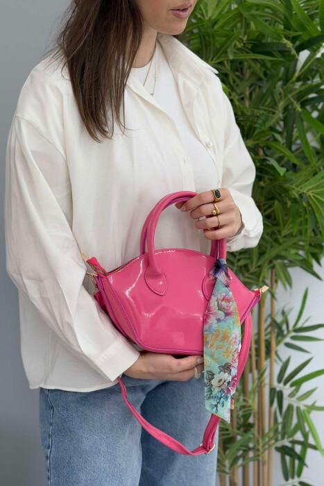 LACING DETAIL LEATHER WOMEN BAG FUCHSIA/CIKLAMI - 5