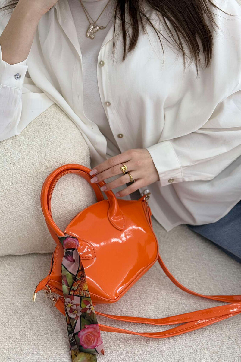 LACING DETAIL LEATHER WOMEN BAG ORANGE/PORTOKALLI - 2