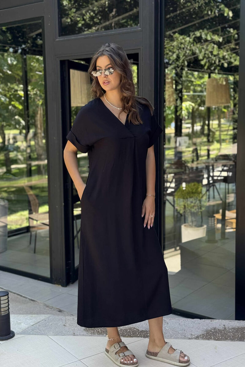 LACING DETAIL LONG WOMEN DRESS BLACK/ E ZEZE - 1