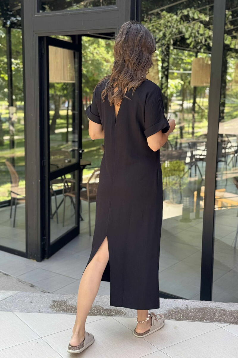 LACING DETAIL LONG WOMEN DRESS BLACK/ E ZEZE - 5