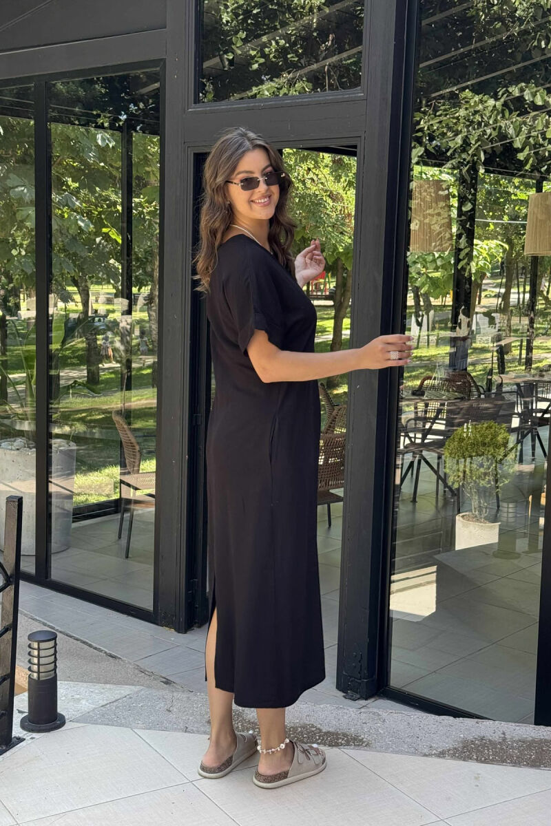 LACING DETAIL LONG WOMEN DRESS BLACK/ E ZEZE - 6