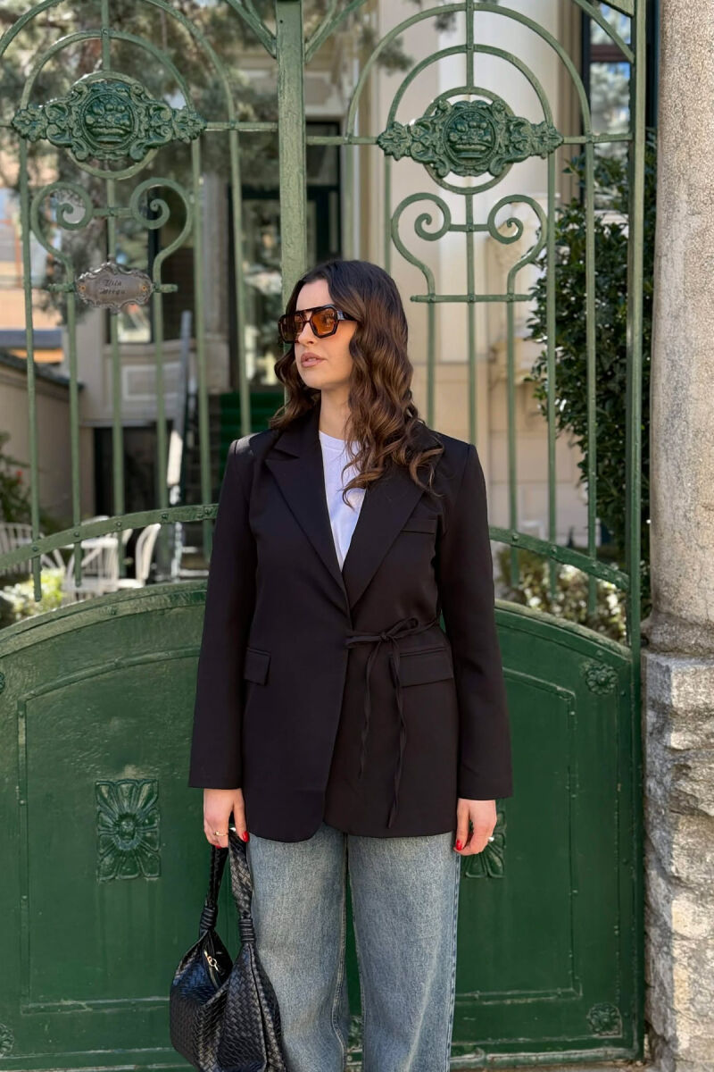 LACING DETAIL ONE COLOR WOMEN JACKET BLACK/ E ZEZE - 1