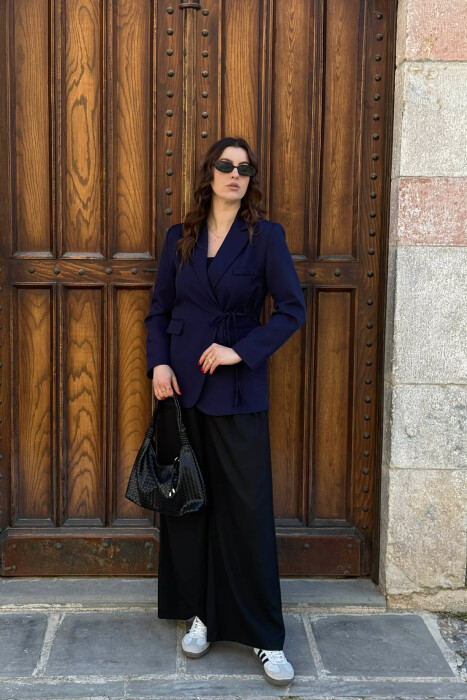 LACING DETAIL ONE COLOR WOMEN JACKET BLUE/BLU - 2