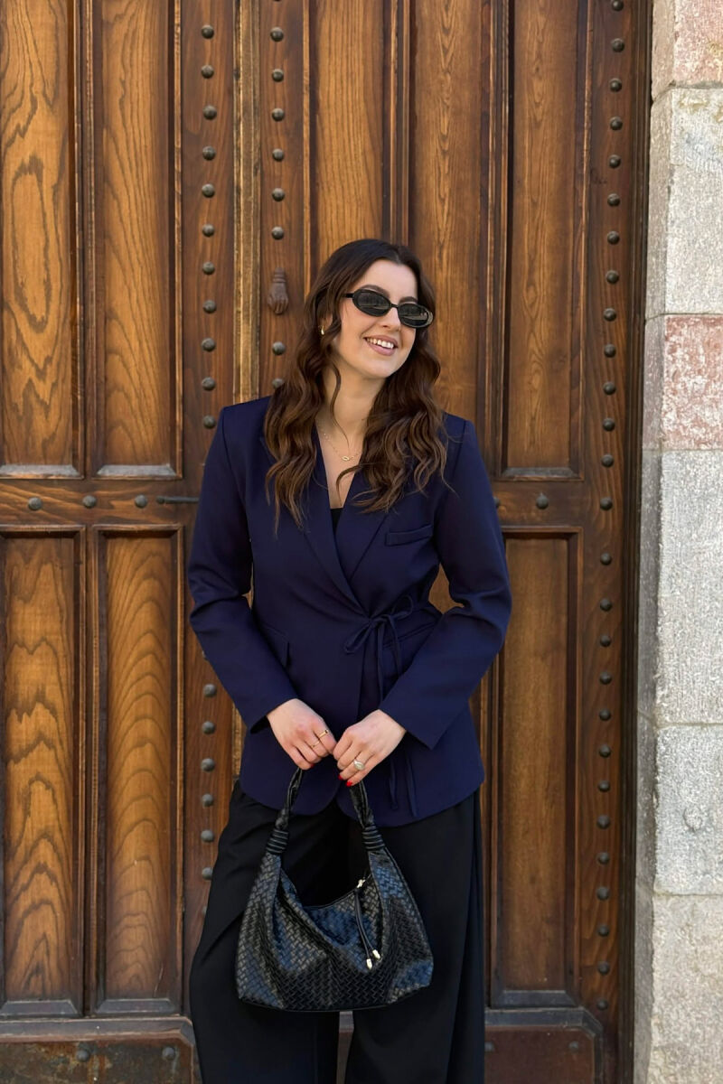 LACING DETAIL ONE COLOR WOMEN JACKET BLUE/BLU - 3