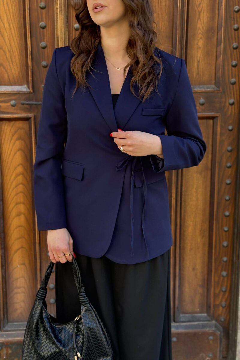 LACING DETAIL ONE COLOR WOMEN JACKET BLUE/BLU - 4