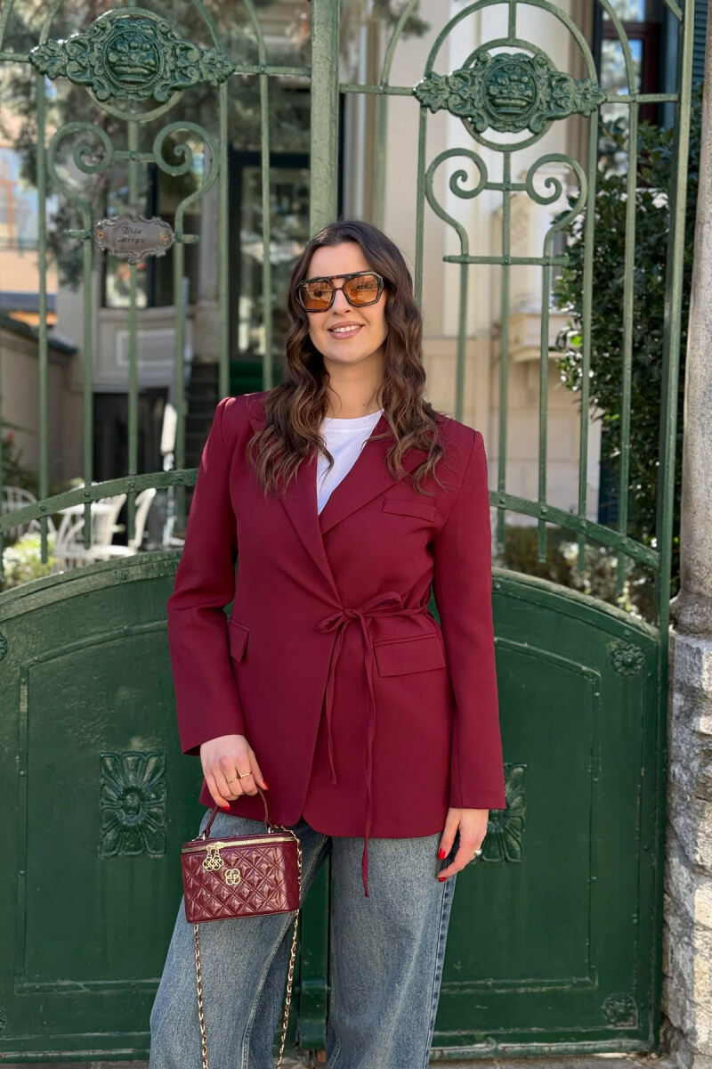 LACING DETAIL ONE COLOR WOMEN JACKET BURGUNDY/VISHNJE - 1