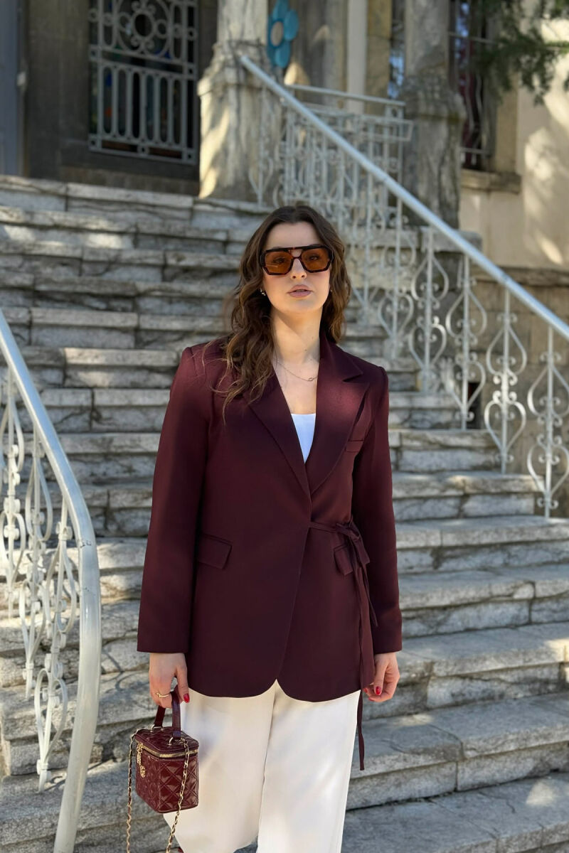 LACING DETAIL ONE COLOR WOMEN JACKET DARK BURGUNDY/VISHNJE E ERRET - 1