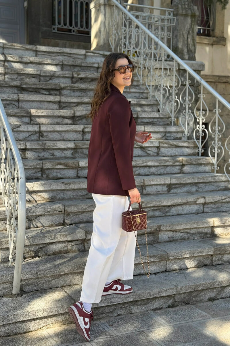 LACING DETAIL ONE COLOR WOMEN JACKET DARK BURGUNDY/VISHNJE E ERRET - 3