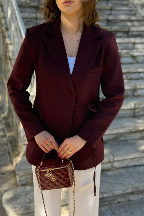 LACING DETAIL ONE COLOR WOMEN JACKET DARK BURGUNDY/VISHNJE E ERRET - 4