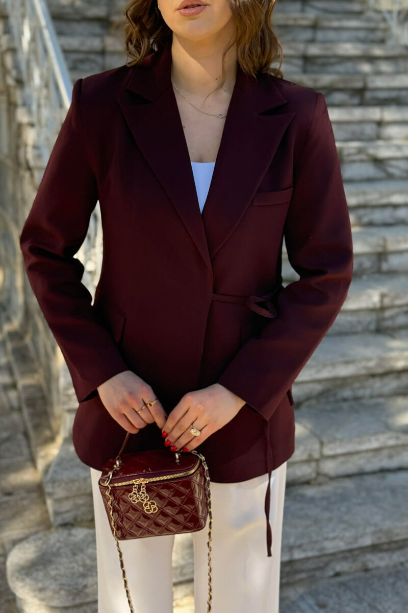 LACING DETAIL ONE COLOR WOMEN JACKET DARK BURGUNDY/VISHNJE E ERRET - 4