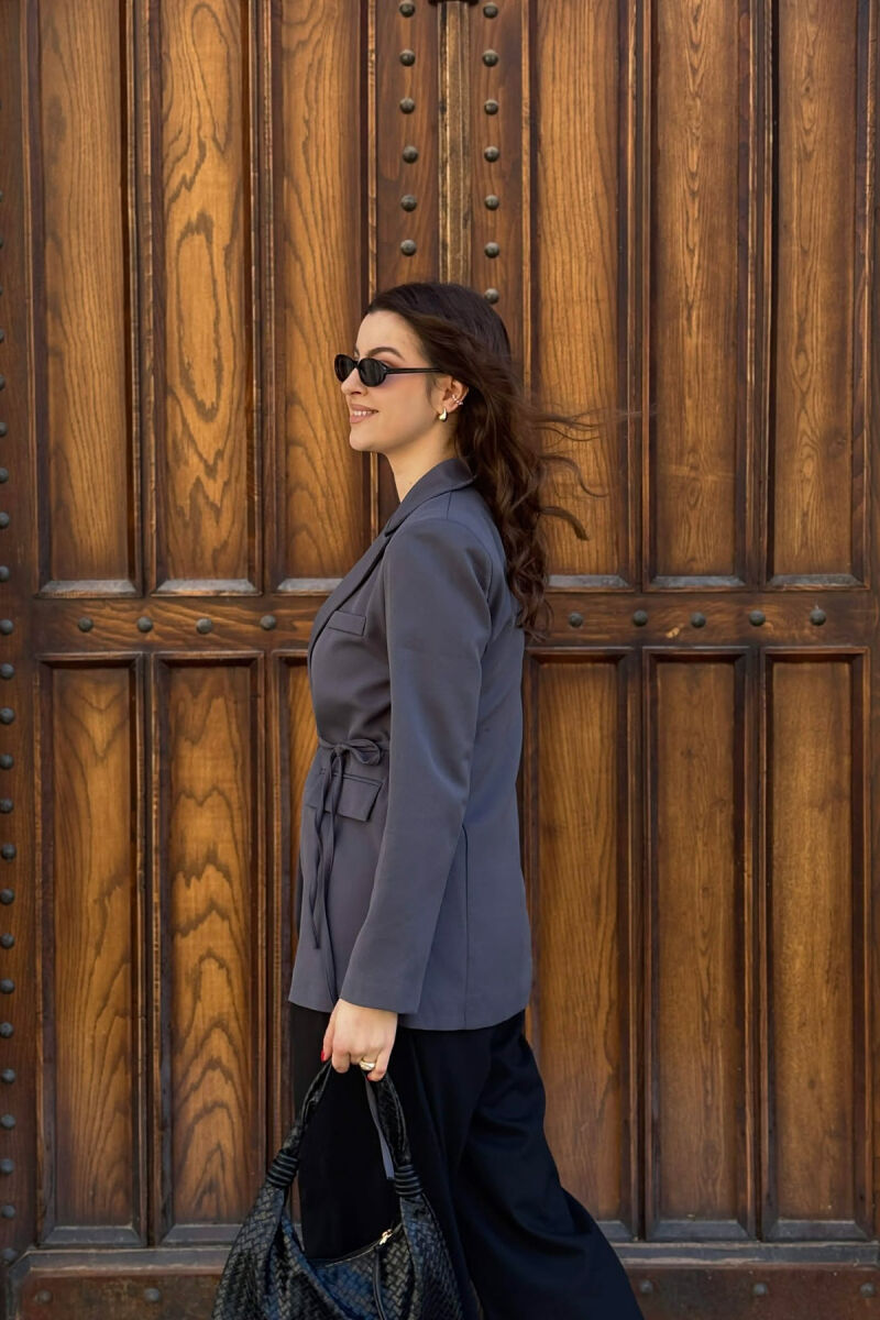 LACING DETAIL ONE COLOR WOMEN JACKET DARK GREY/GEE - 2