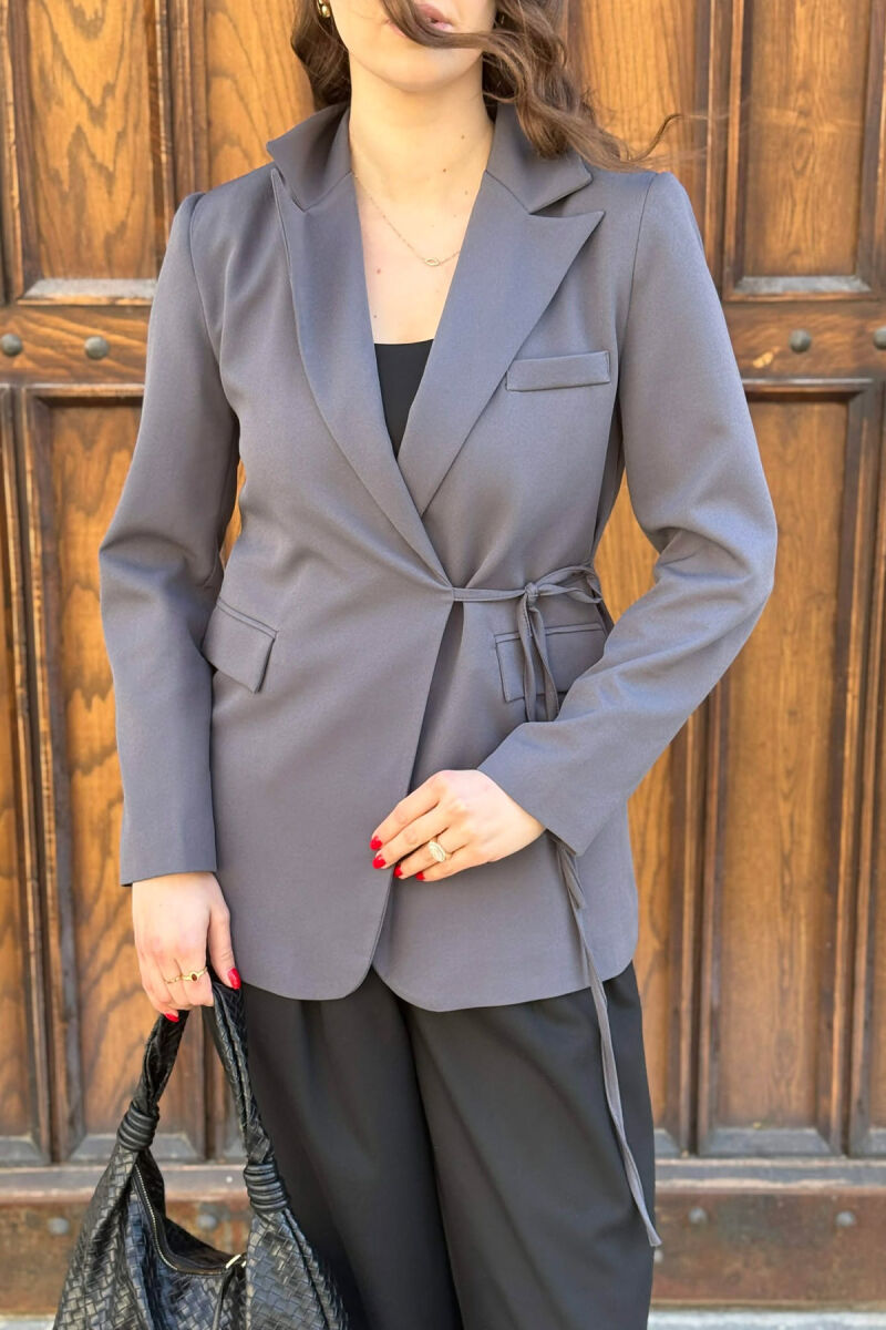 LACING DETAIL ONE COLOR WOMEN JACKET DARK GREY/GEE - 3