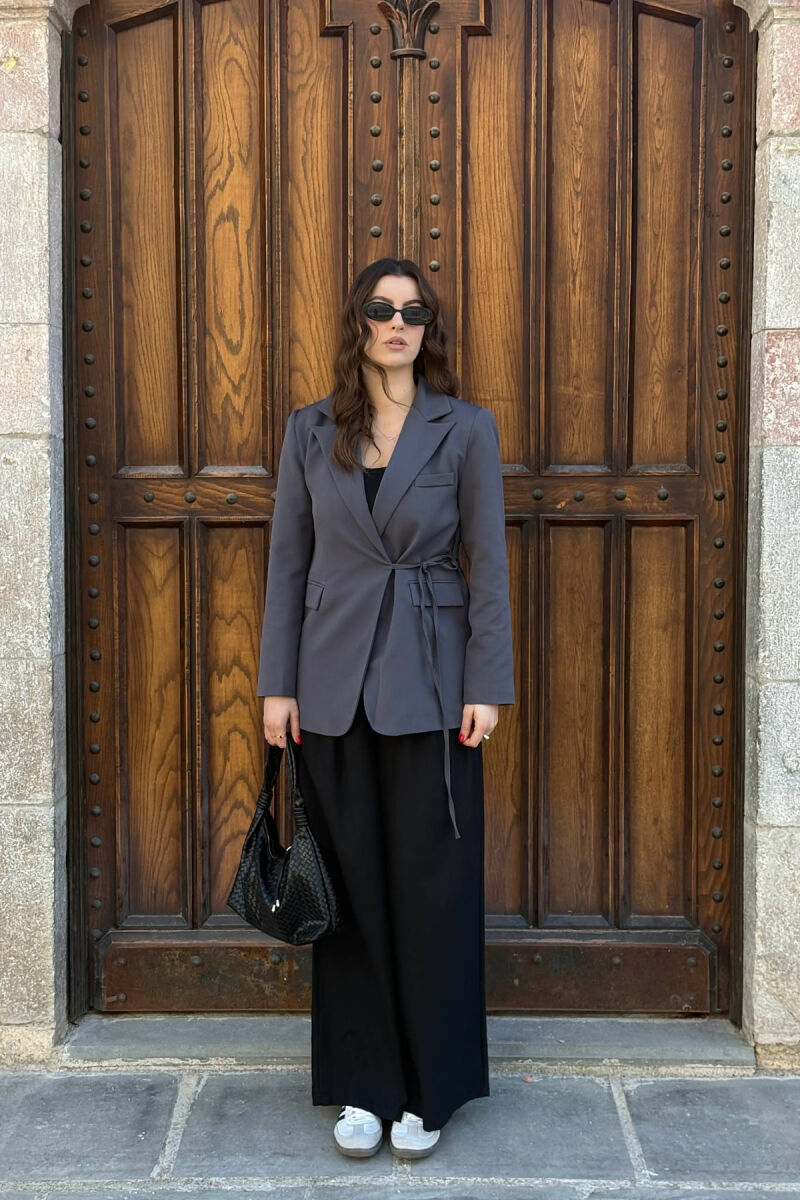 LACING DETAIL ONE COLOR WOMEN JACKET DARK GREY/GEE - 4