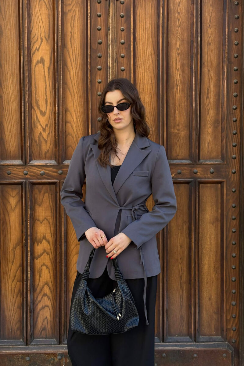 LACING DETAIL ONE COLOR WOMEN JACKET DARK GREY/GEE - 5