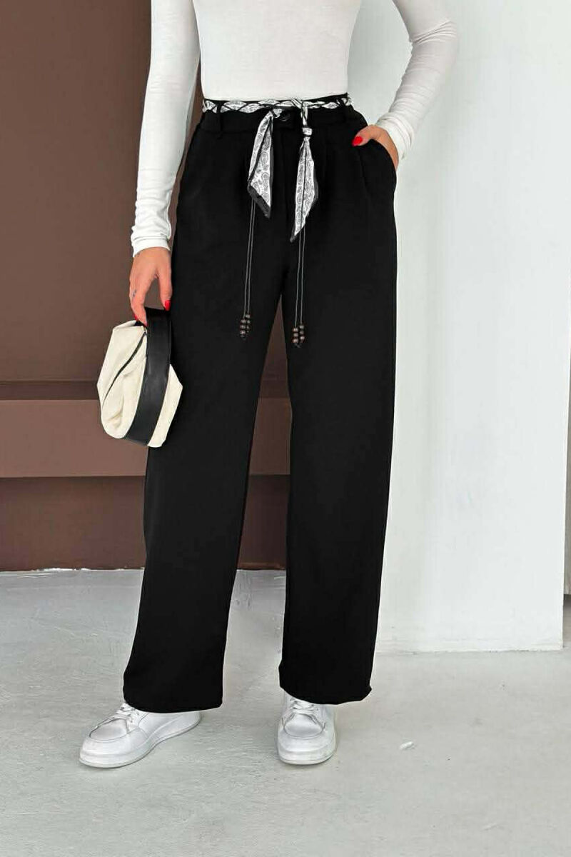 LACING DETAIL ONE COLOR WOMEN TROUSERS BLACK/ E ZEZE - 4