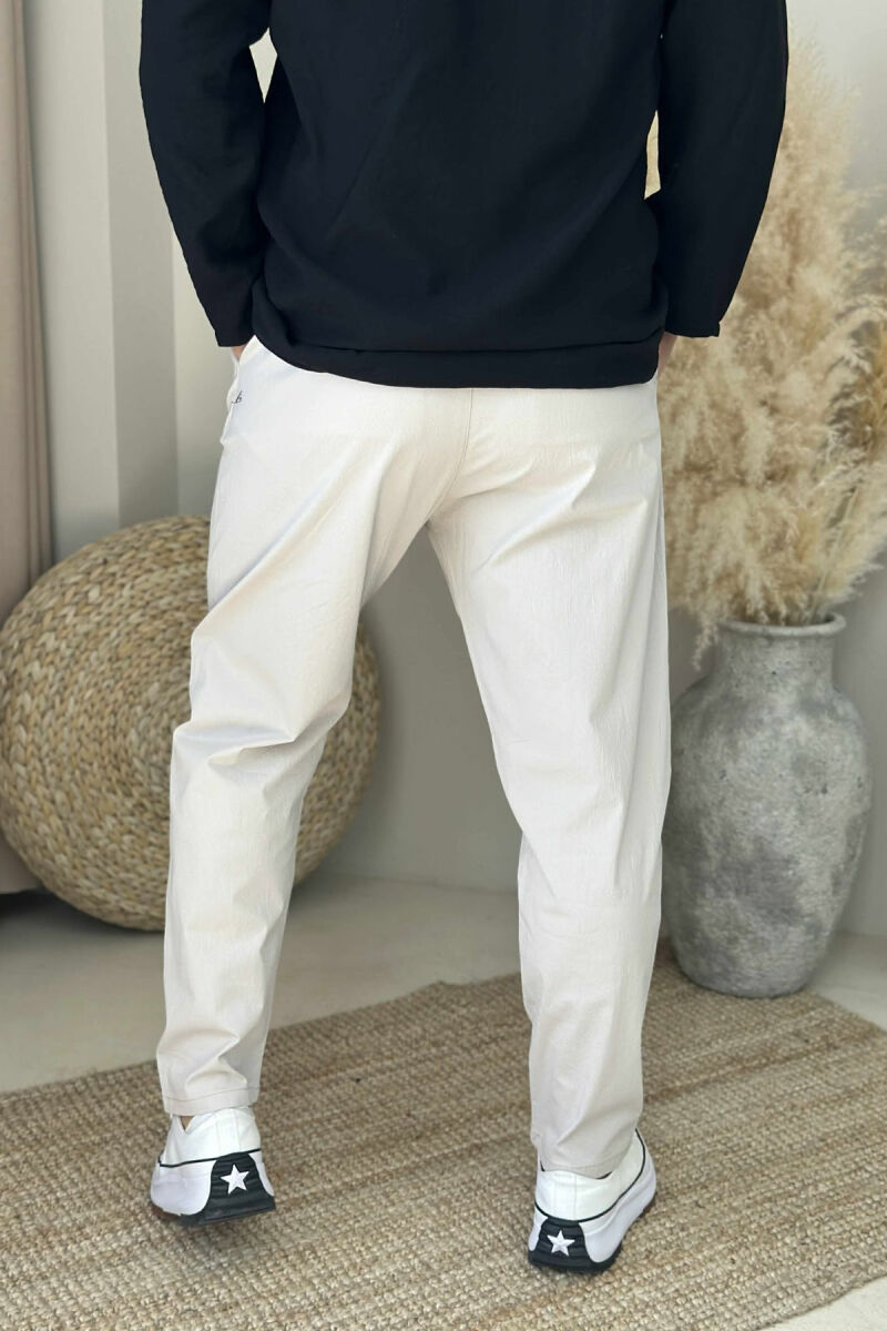 LACING DETAIL SIMPLE MEN PANTS LIGHT BEIGE/BZHZB - 4