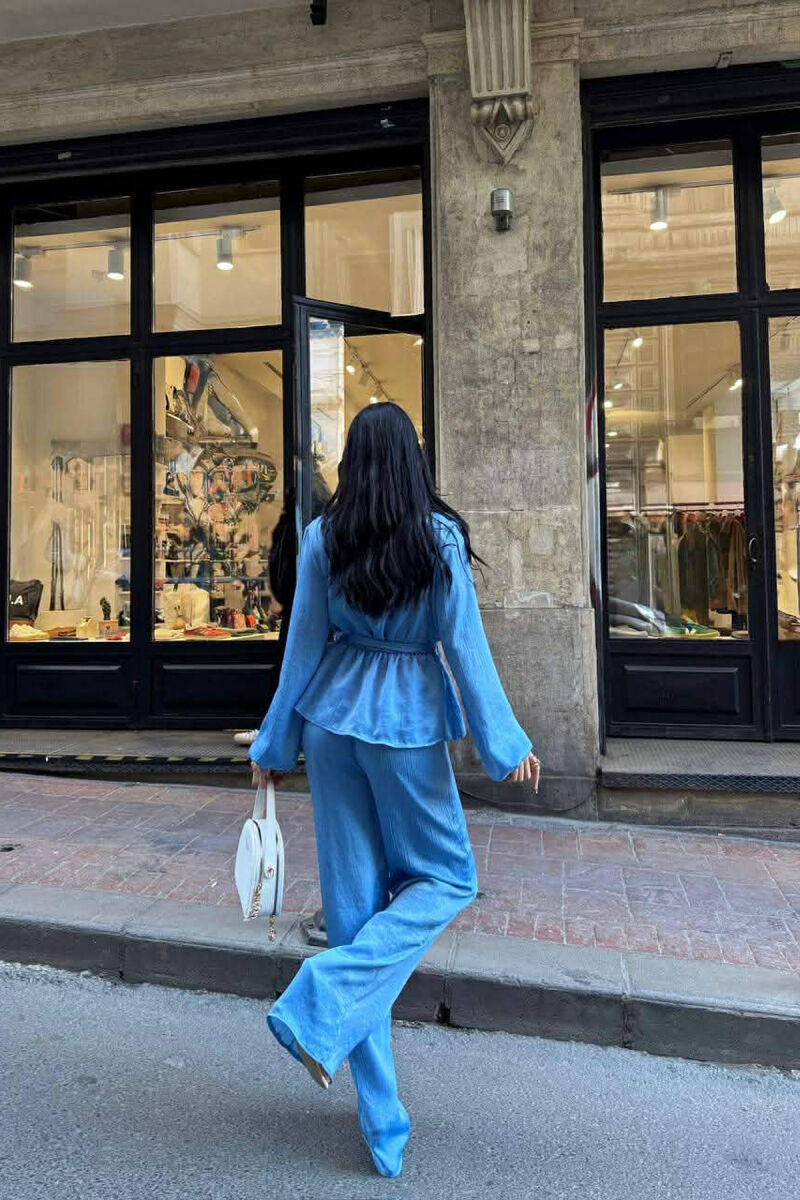 LACING DETAIL SWEATSHIRT+TROUSERS WOMEN SET LIGHTBLUE/BZ - 3