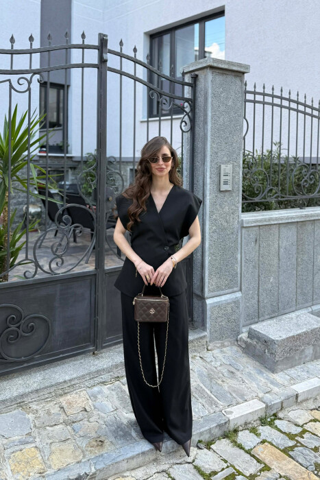 LACING DETAIL VEST +TROUSERS WOMAN SET BLACK/ E ZEZE - 1