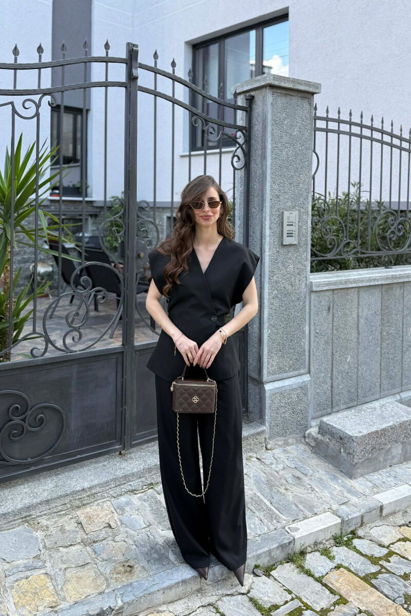 LACING DETAIL VEST +TROUSERS WOMAN SET BLACK/ E ZEZE - 1