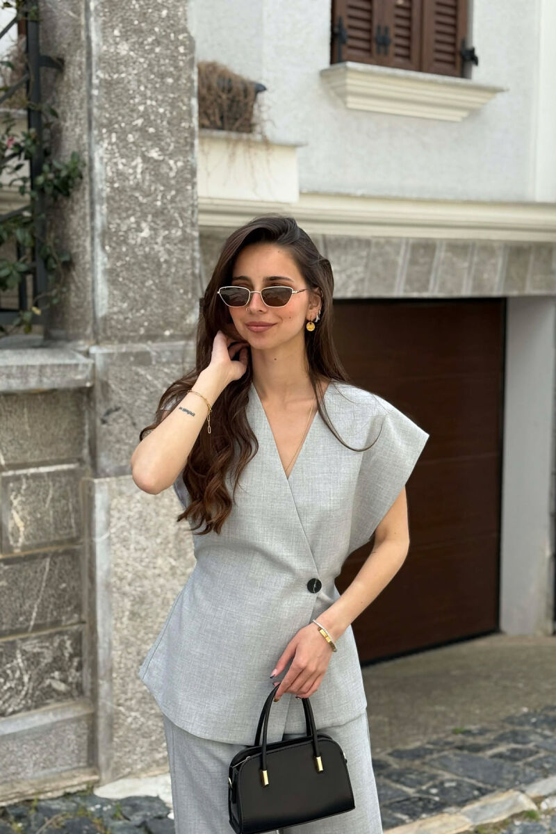 LACING DETAIL VEST +TROUSERS WOMAN SET LIGHT GREY/GZ - 2