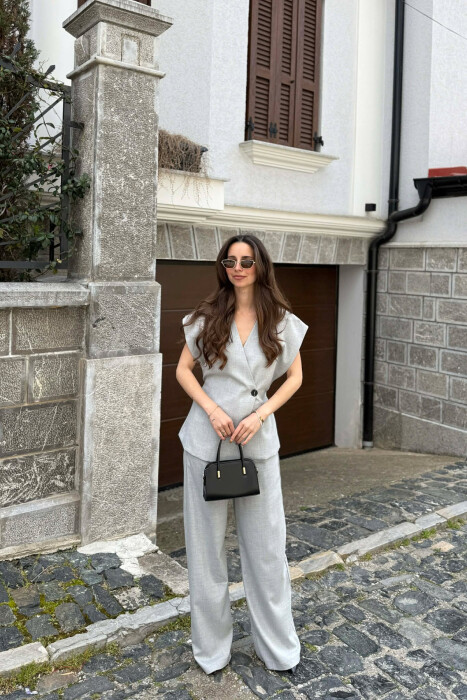 LACING DETAIL VEST +TROUSERS WOMAN SET LIGHT GREY/GZ - 3