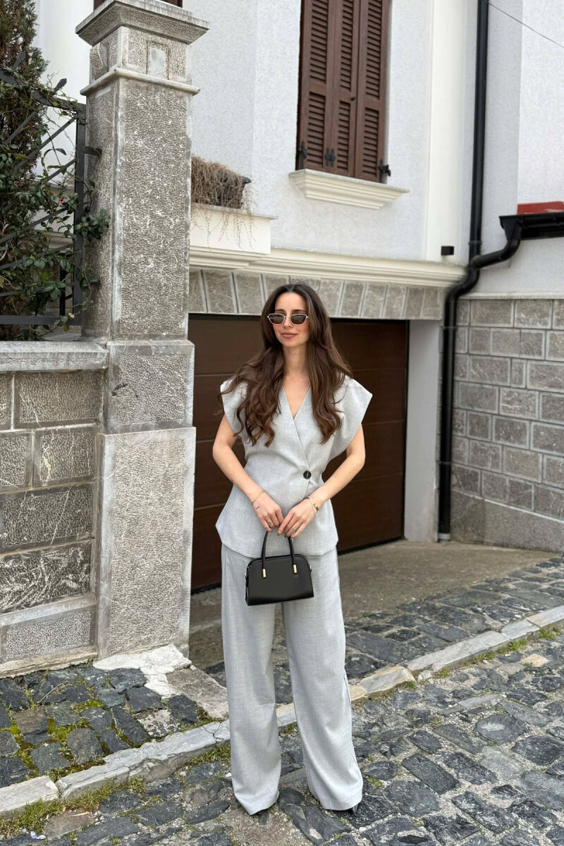 LACING DETAIL VEST +TROUSERS WOMAN SET LIGHT GREY/GZ - 3