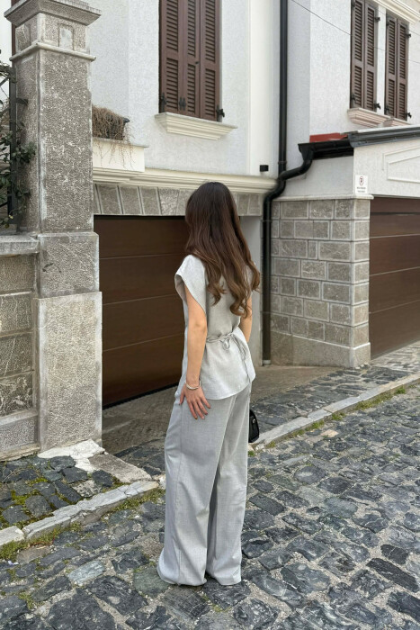 LACING DETAIL VEST +TROUSERS WOMAN SET LIGHT GREY/GZ - 4