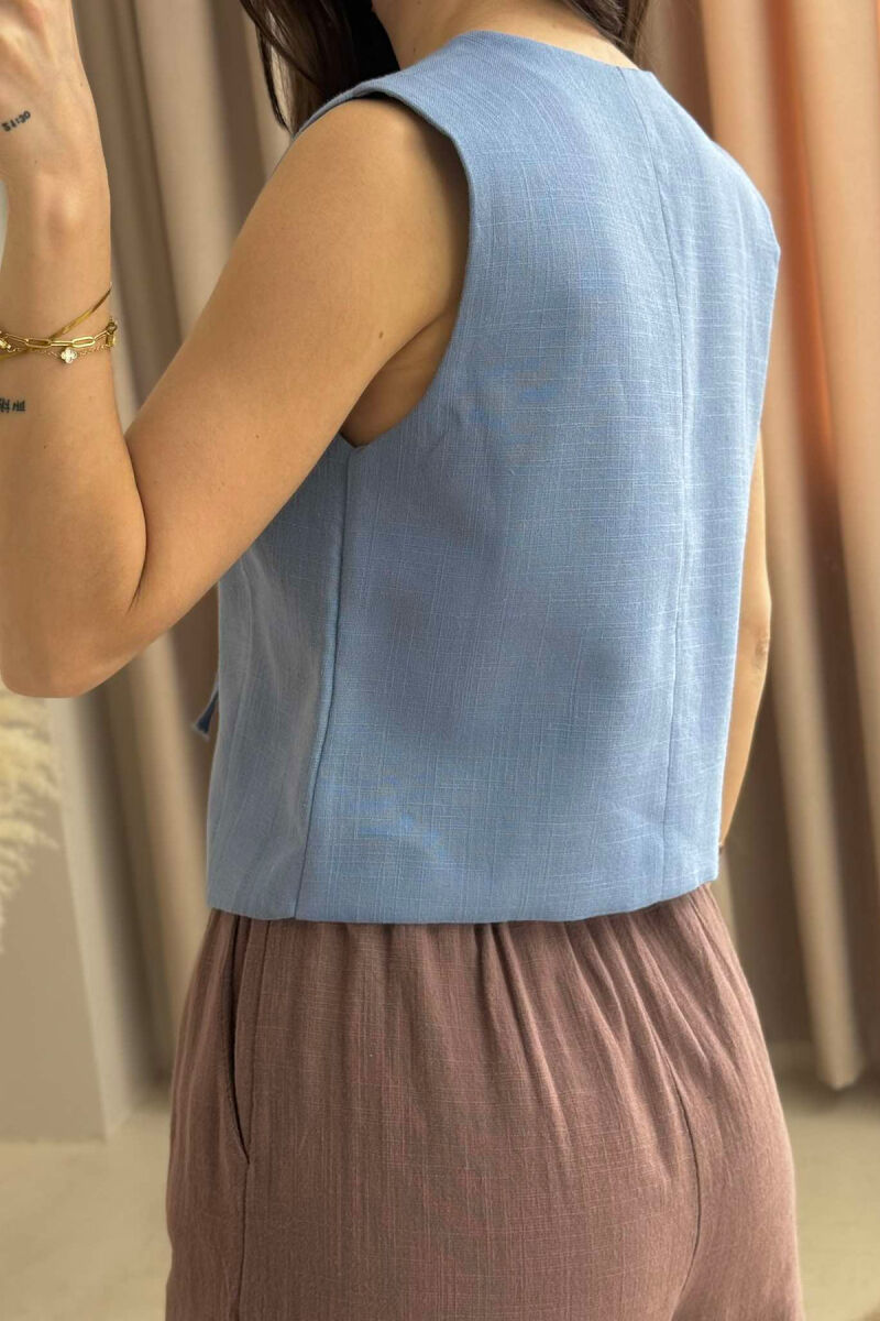 LACING DETAILS ONE COLOR WOMEN VEST LIGHTBLUE/BZ - 2
