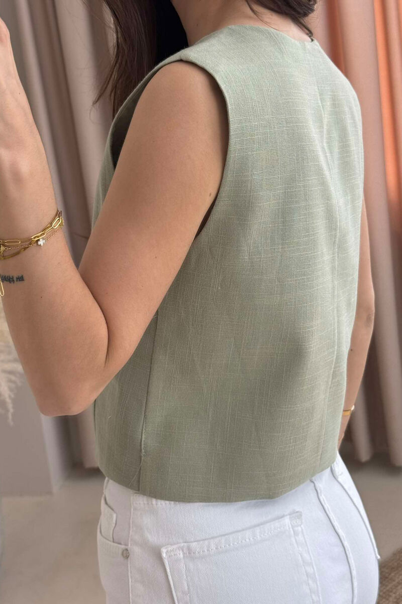 LACING DETAILS ONE COLOR WOMEN VEST MINT/MENTE - 2