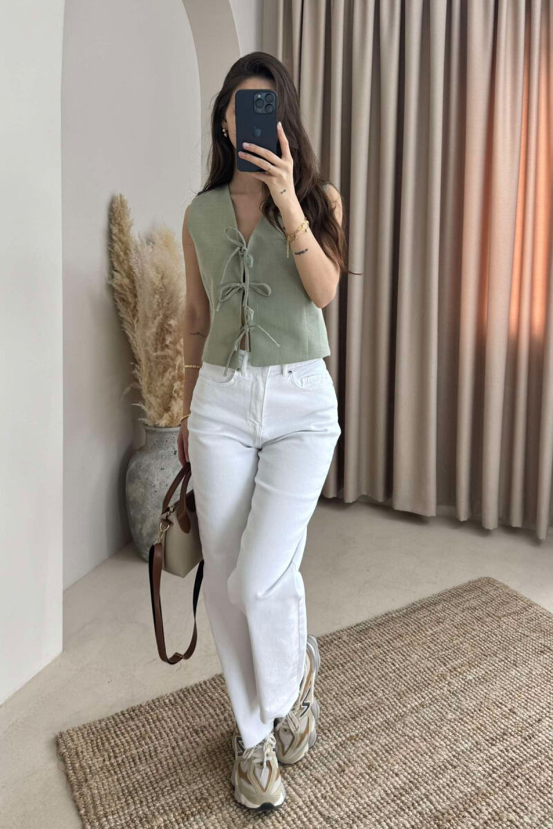 LACING DETAILS ONE COLOR WOMEN VEST MINT/MENTE - 3