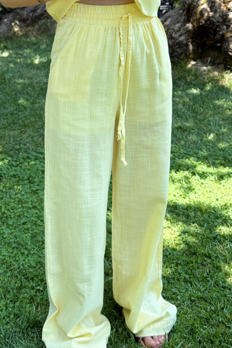 LACING DETAILS TANK TOP+TROUSERS ONE COLOR WOMEN SET YELLOW/E VERDHE - 5