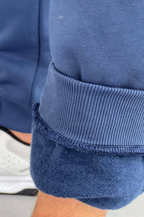 LACING ELASTIC WAIST MEN SWEATPANTS IN BLUE COLOR - 2